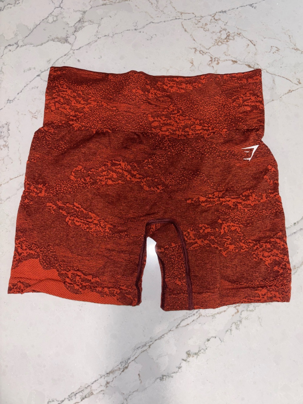 Gymshark Red-Orange Textured High-Rise Bike Shorts